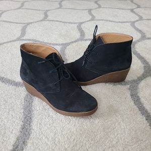 Lucky Brand Black Suede Wedge Boots 7.5